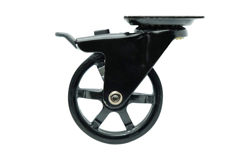 Headbourne 8276E Designer Casters 3 inch Polyurethane Black Mag Designer Caster, 4 Pack - Image 2